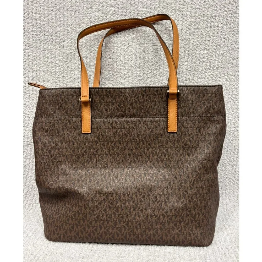 Michael Kors Brown Logo Print Medium Tote Purse #80172